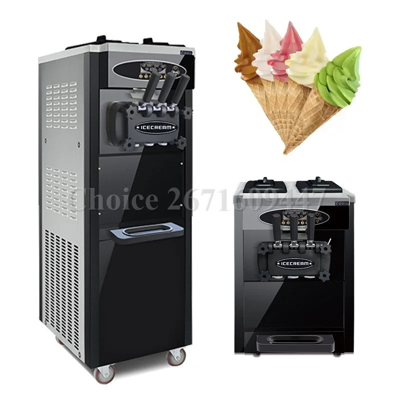 

Vertical Electric Sundae Soft Ice Cream Machine 3 Flavors Cone Ice Cream Maker Commercial Stainless Steel Making Machine