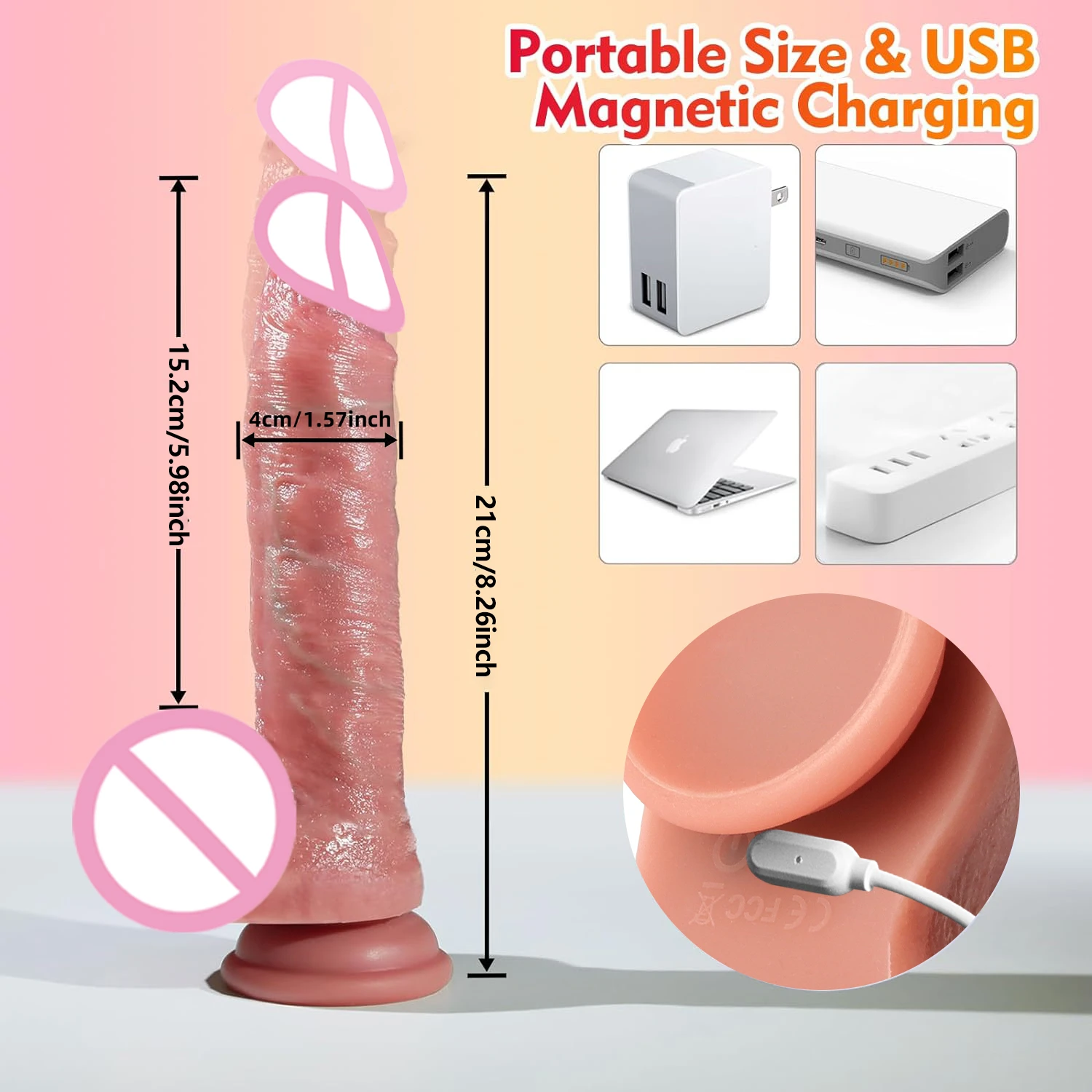 Thrusting dildo vibrator for women anus vagina stimulation