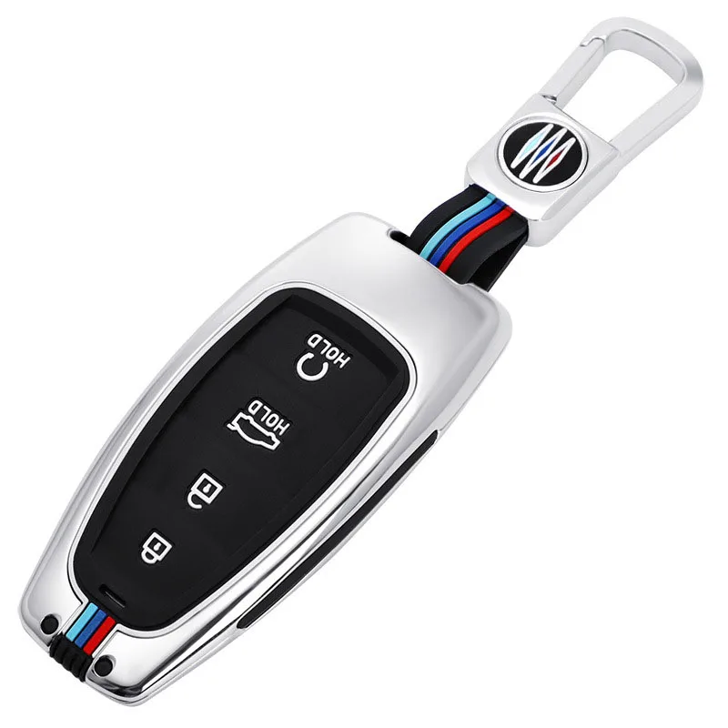 Alloy Car Key Case Cover For Hyundai Solaris Sonata Hybrid NEXO NX4 New Grand Santa Fe Tucson 2021 Keychain Auto Accessories - S86b9a8d351ac46c9bdada13ceded2781v