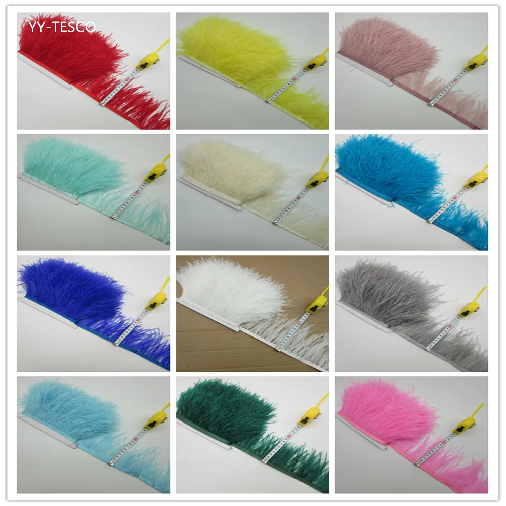 

10meters high quality real ostrich feather trims for skirt/dress/costume 8-10CM 3-4inch ribbon feather trimming wholesale