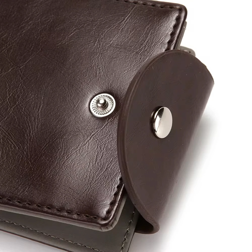 CUIKCA Slim Leather Wallet Coin Bag Money Clip Card Cases Zipper Women Men Pull Type ID Credit Holders Hasp 4