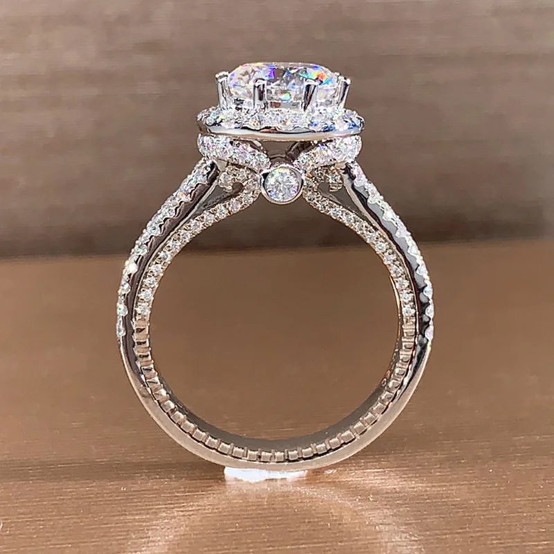 Luxurious Silver Color Metal Inlaid Boutique White Zircon Ring Suitable For Women\'s Daily Wear for Receptions