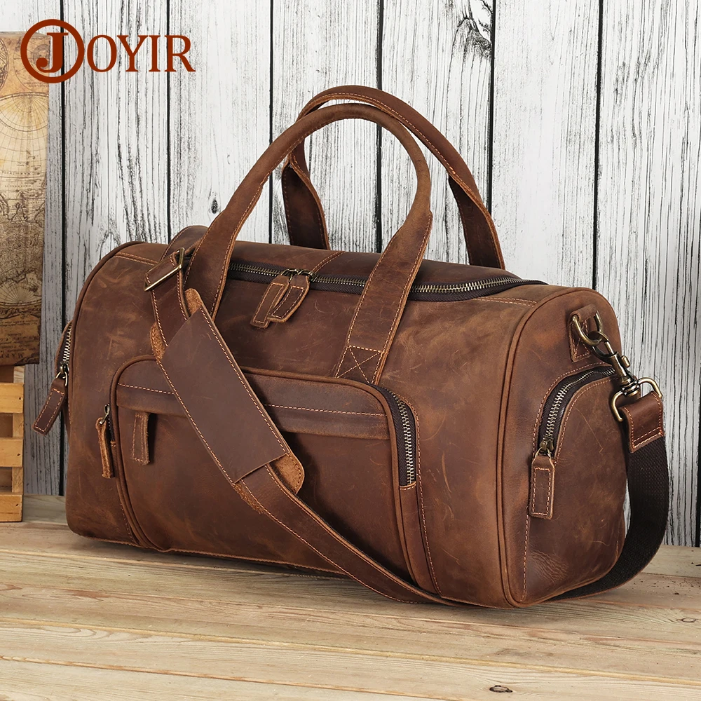 JOYIR Travel Duffel Bag Crazy Horse Leather Weekender Bag Vintage Carry on Overnight Bag Sports Duffel Shoulder Bag for Men