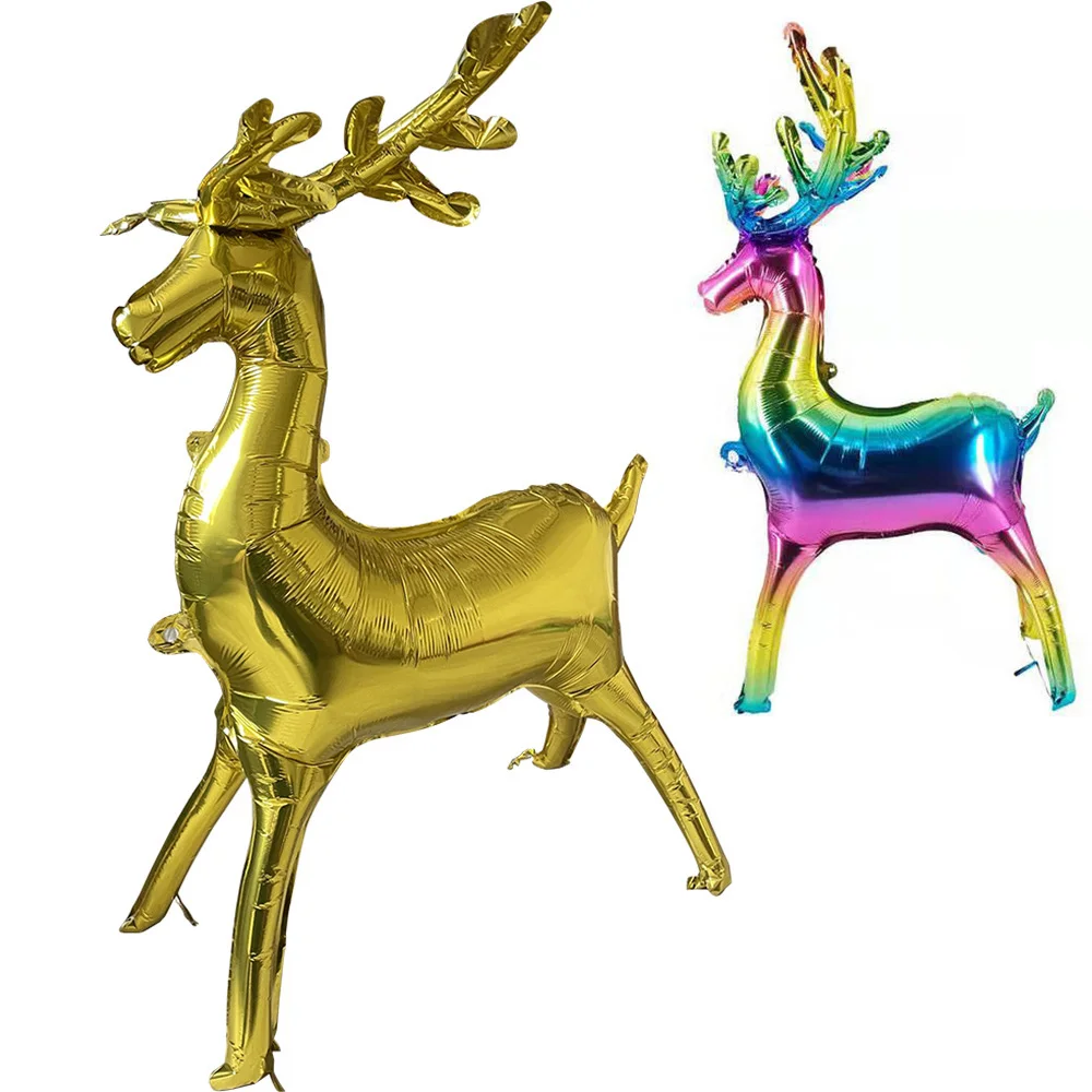 

Christmas Balloons Foil Reindeer Balloon Gold Rainbow Christmas Party Decorations Supplies for Home Indoor