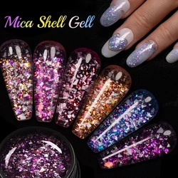 Sparkling Glitter Sequins Gel Nail Polish 5ML Colorful Mica Shell Sequins Semi-permanent Varnish Soak Off Nail Art Gel Manicure