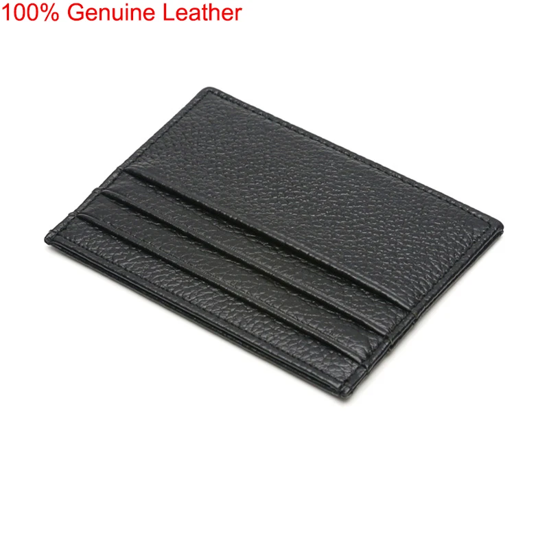 Sleek Cowhide Leather Card Wallet - Compact Cardholder