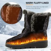 Bottes de neige imperméables avec fourrure pour femmes, talons bas, tendance, rinçage, chaussures d'hiver, 2024 3
