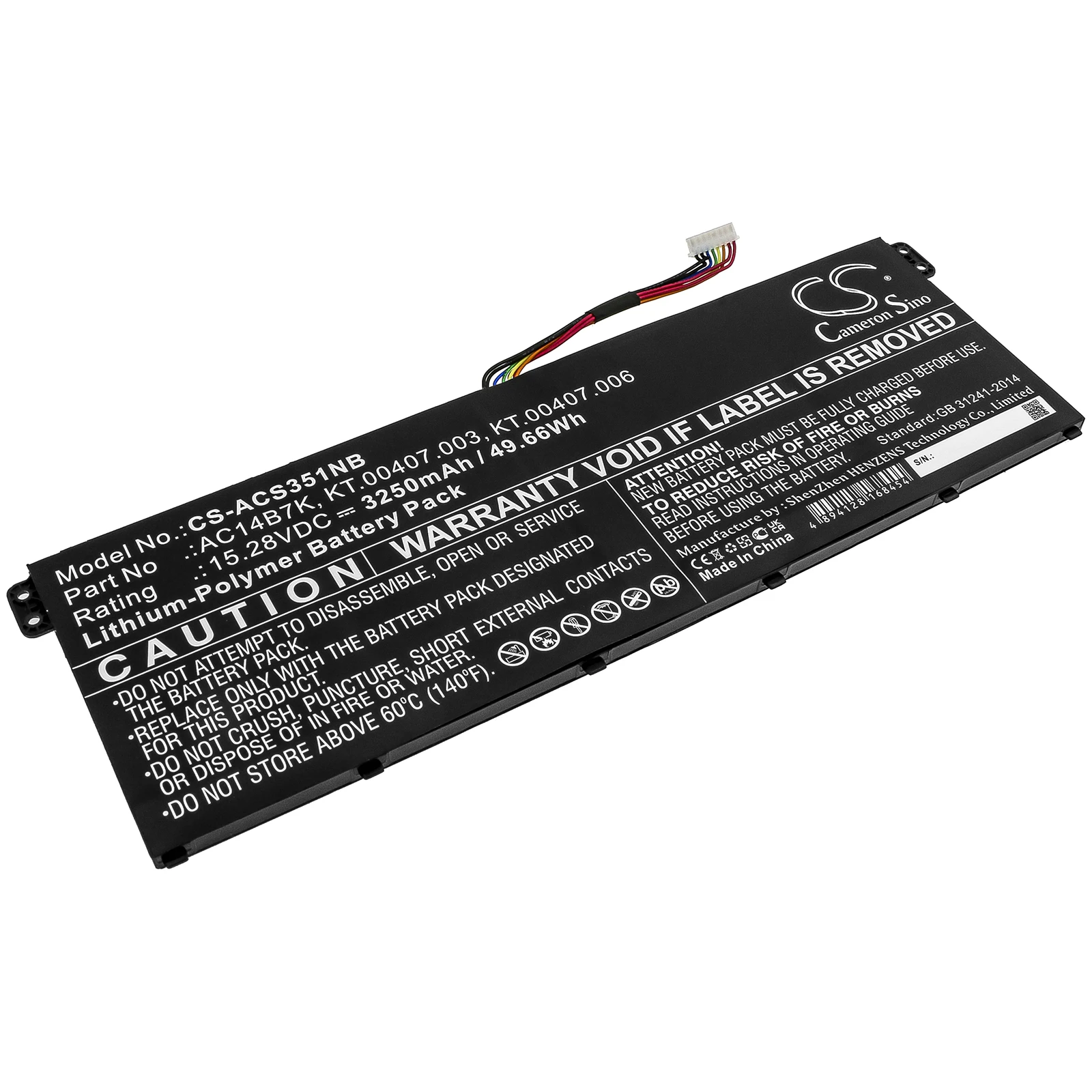 

3250mAh AC14B7K KT.00407.003 KT.00407.006 Battery for Acer Swift 3 SF314-56G-522J