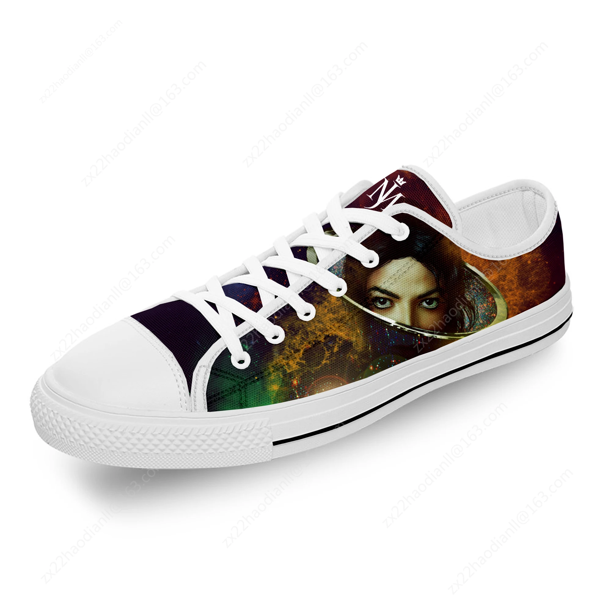 Michael Jackson Cool Funny White Cloth 3D Print Low Top Canvas Fashion Funny Shoes Men Women Lightweight Breathable Sneakers