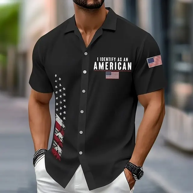 Chemise boutonnée à manches courtes pour hommes, drapeau américain patriotique américain, 250e anniversaire, mode décontractée, vacances, été quotidien 1