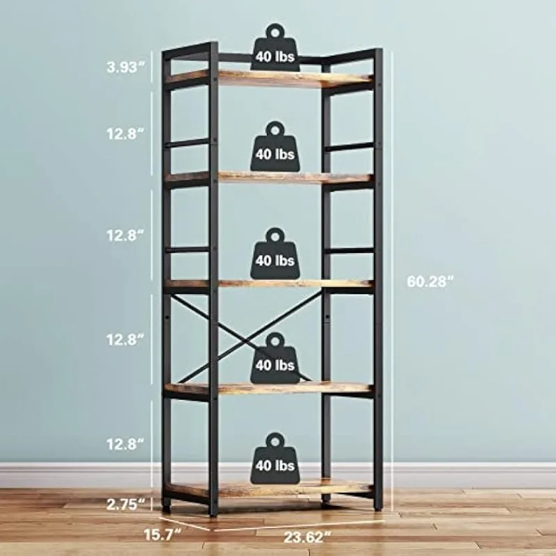 Denkee 31.5 Inch Width Bakers Rack for Kitchen, Industrial 5-Tier Microwave  Stand with Storage, Freestanding Kitchen Stand Storage Shelf, Coffee Bar