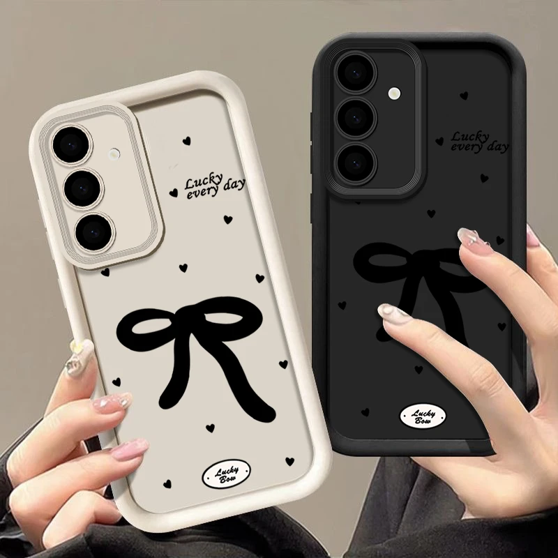 Elegant Black Bow Soft Phone Case - Sleek and Stylish Design