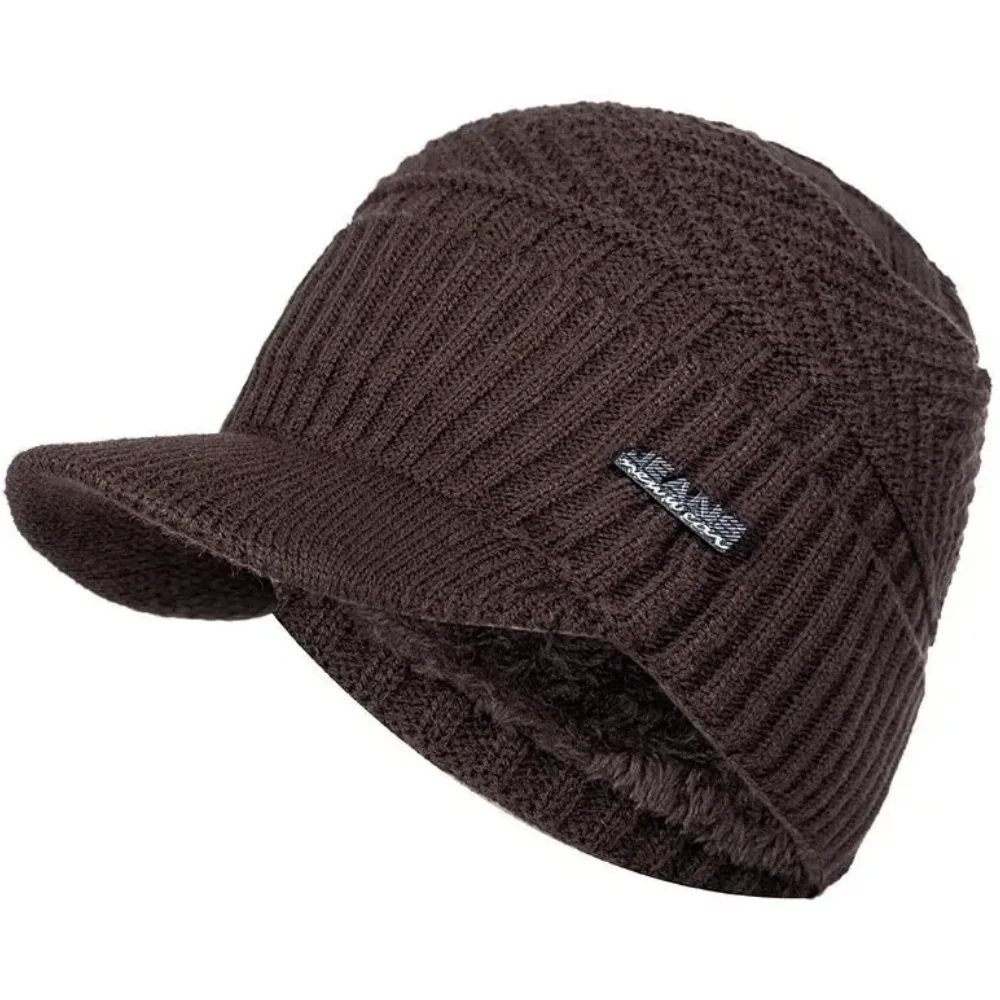 Heißer Verkauf Unisex Warme Wintermützen Plüschfell Gefütterte Warme Mütze Mit Krempe Outdoor Strickmützen Für Männer & Frauen – Detail 19