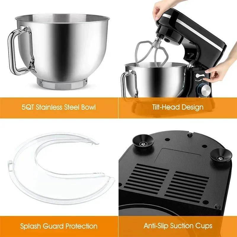 1000W Kitchen Food Stand Mixer Chef Machine Electric Kneading Blender 4.5L 8-Speed Desktop Cream Egg Whisk Food Processor 5