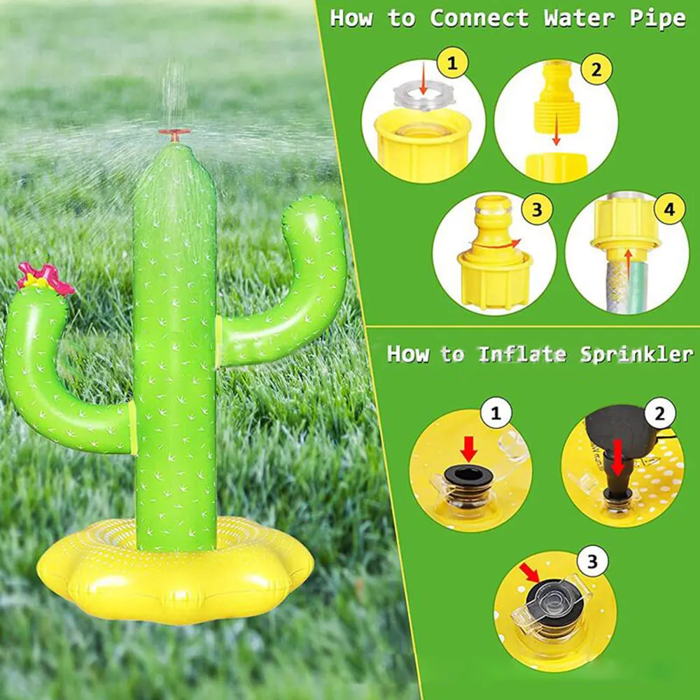 Cactus Inflatable Sprinkler Water Toys for Kids Outdoor Backyard Lawn Fun Water Play Summer Pool Party 4