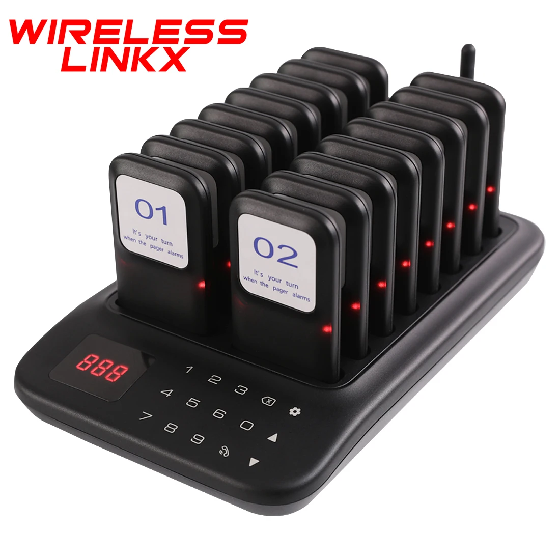 Wirelesslink Touch Panel Wireless Calling System Strong Signal Restaurant Guest Queue Pager for Church Clinic Food Truck Nursery