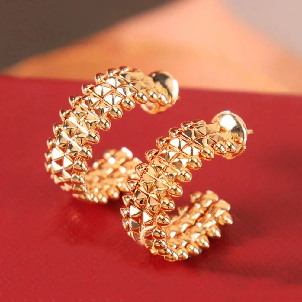 

2023 Best-Selling Fashion Jewelry 925 Sterling Silver Rose Gold Punk Rivet Gold Earrings Luxury Quality Silver Jewelry