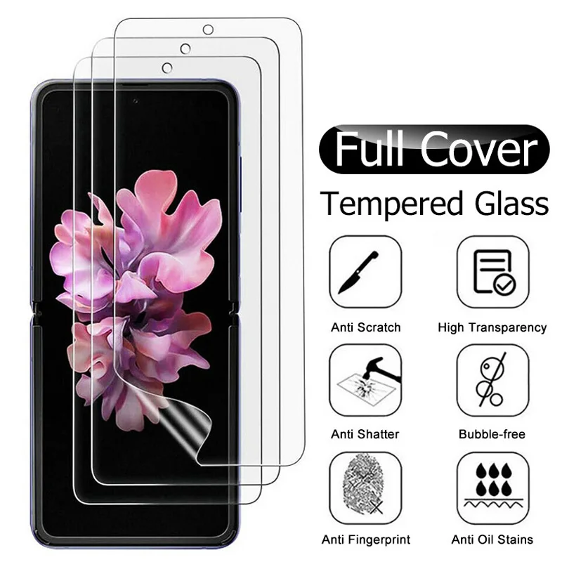 3pcs Full Cover Screen Protector For Samsung Z Flip 3 5g Front Hydrogel