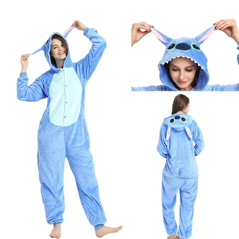 Cosplay Costumes Blue Pink Lion Stitch Cosplay Onesies Kigurumi Animal Anime Pajamas Adults Kids Jumpsuits Homewear
