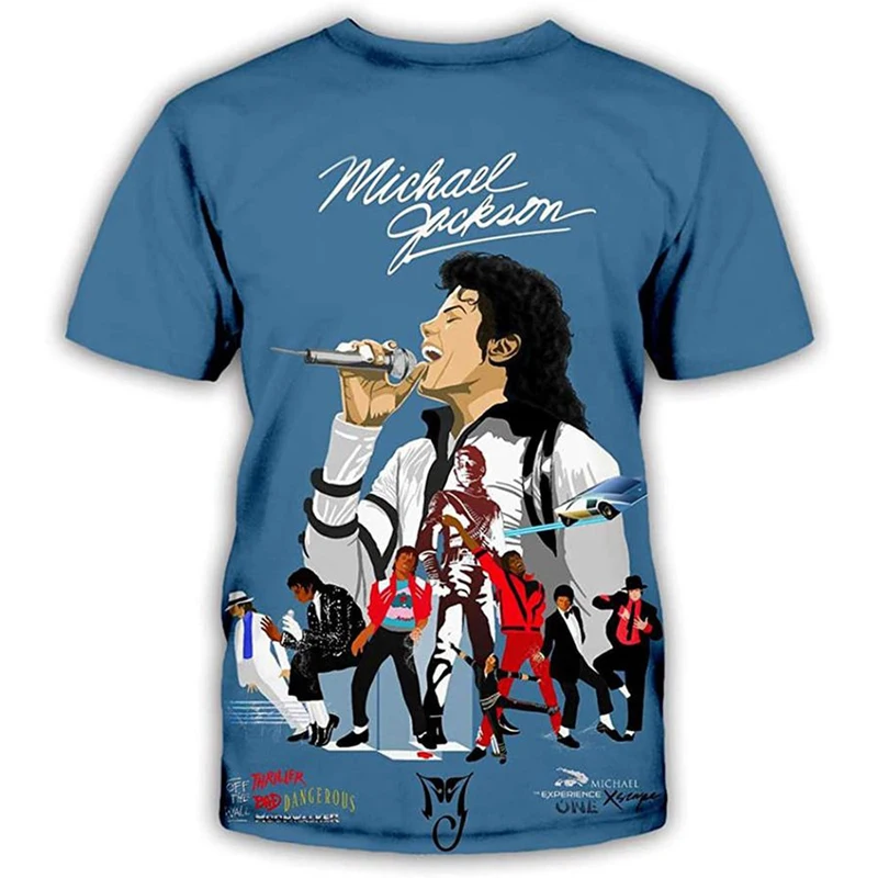 Michael Jackson hip-hop singer retro cool men Harajuku streetwear short sleeved