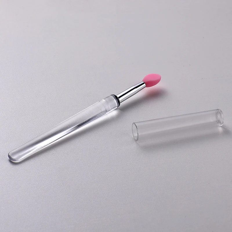 Silicone Applicator Sticks 1/3/5pcs Flat Reusable Lip Brush With Cover For Dust Prevention Nail Powder Applying Tools