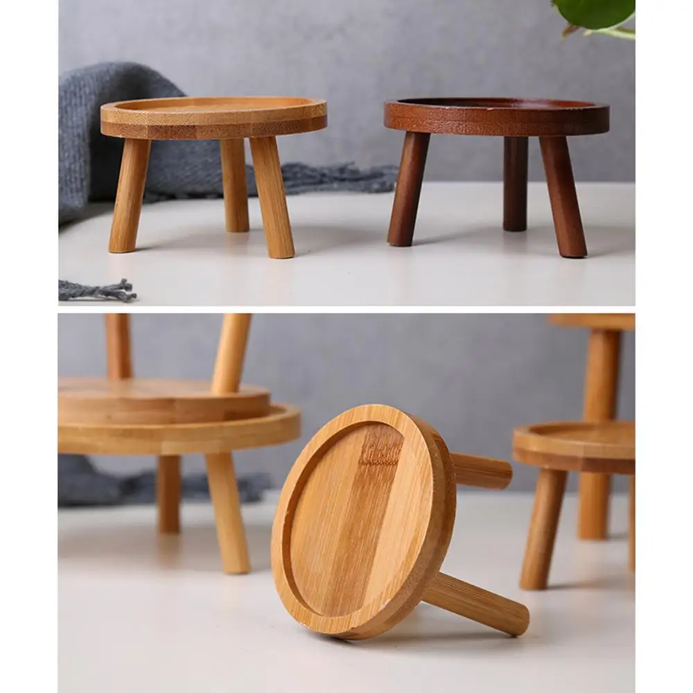 Description Picture 3 of itemWooden Plant Holder Stool Multifunctional Small Round Table For Potted Plant Fish Tank Indoor Plant Pot Display Stand Home Decor