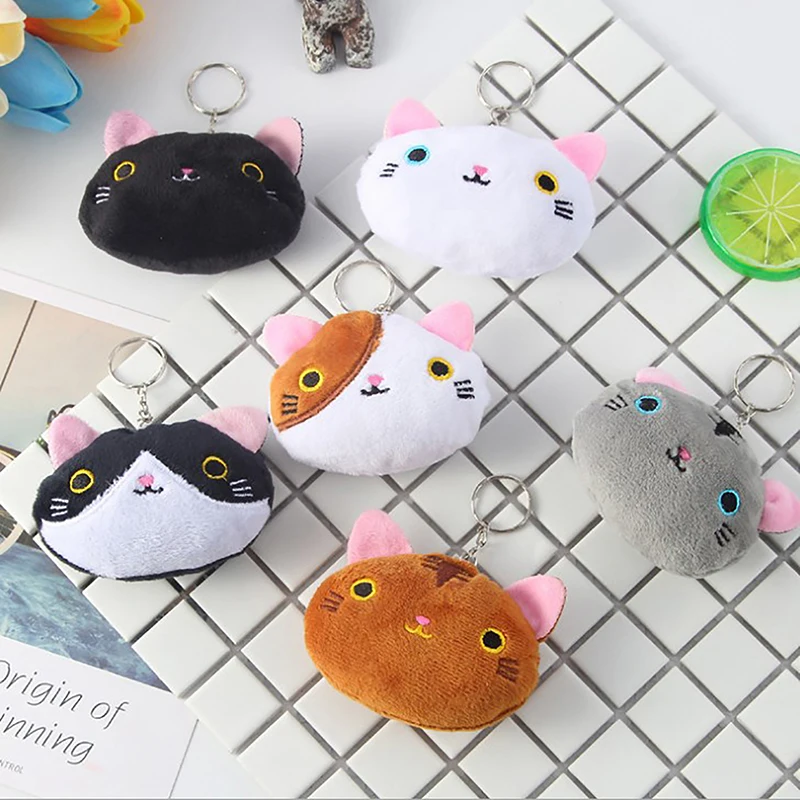 

Kawaii Cartoon Key Chain Plush Kitten Keychains Girls Bag Pendant Car Key Pendant 6 Colors Stuffed Animal Keyring Women Gifts