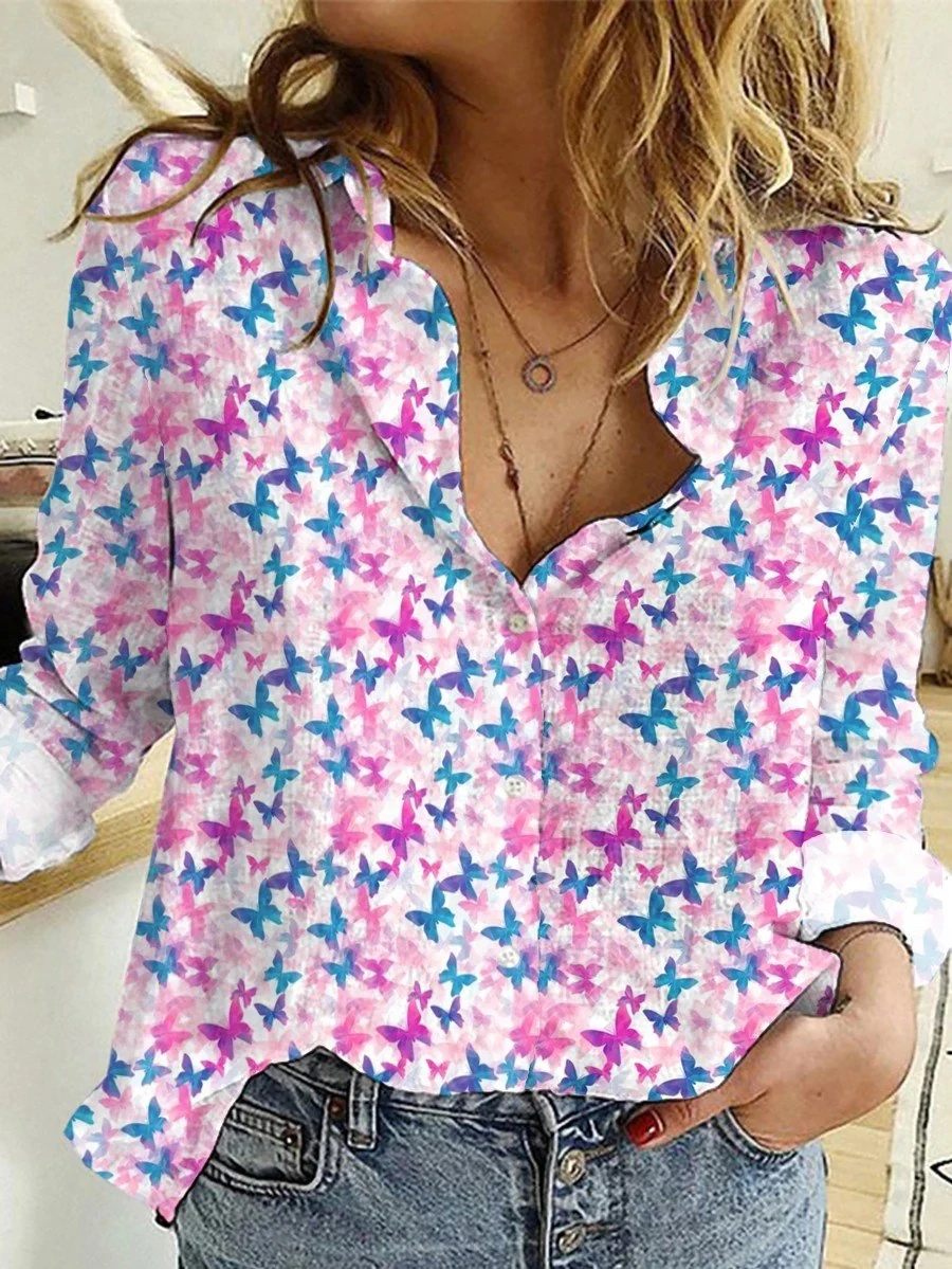 Women's Trans Flag Butterflies Casual Shirt 3D Printed Button-down Shirt Casual Unique Streewear 10pcs lot acpl 224 500e acpl 224 560e acpl 224【optoisolator 3kv 2ch trans 8soic】 new
