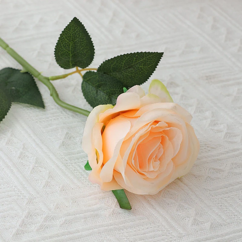 Ramo de flores artificiales de 50 cm, rosa de terciopelo rojo falsa para decoración de mesa de boda, hogar, regalo de Navidad y San Valentín