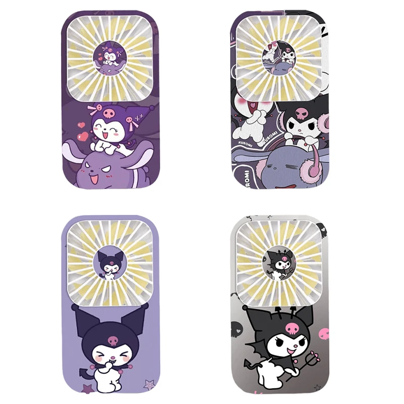 

Cartoon Cute Sanrios Anime Kuromi Handheld Small Fan Portable Rechargeable Kawaii Student Desktop Dormitory Silent Mini Fan Gift