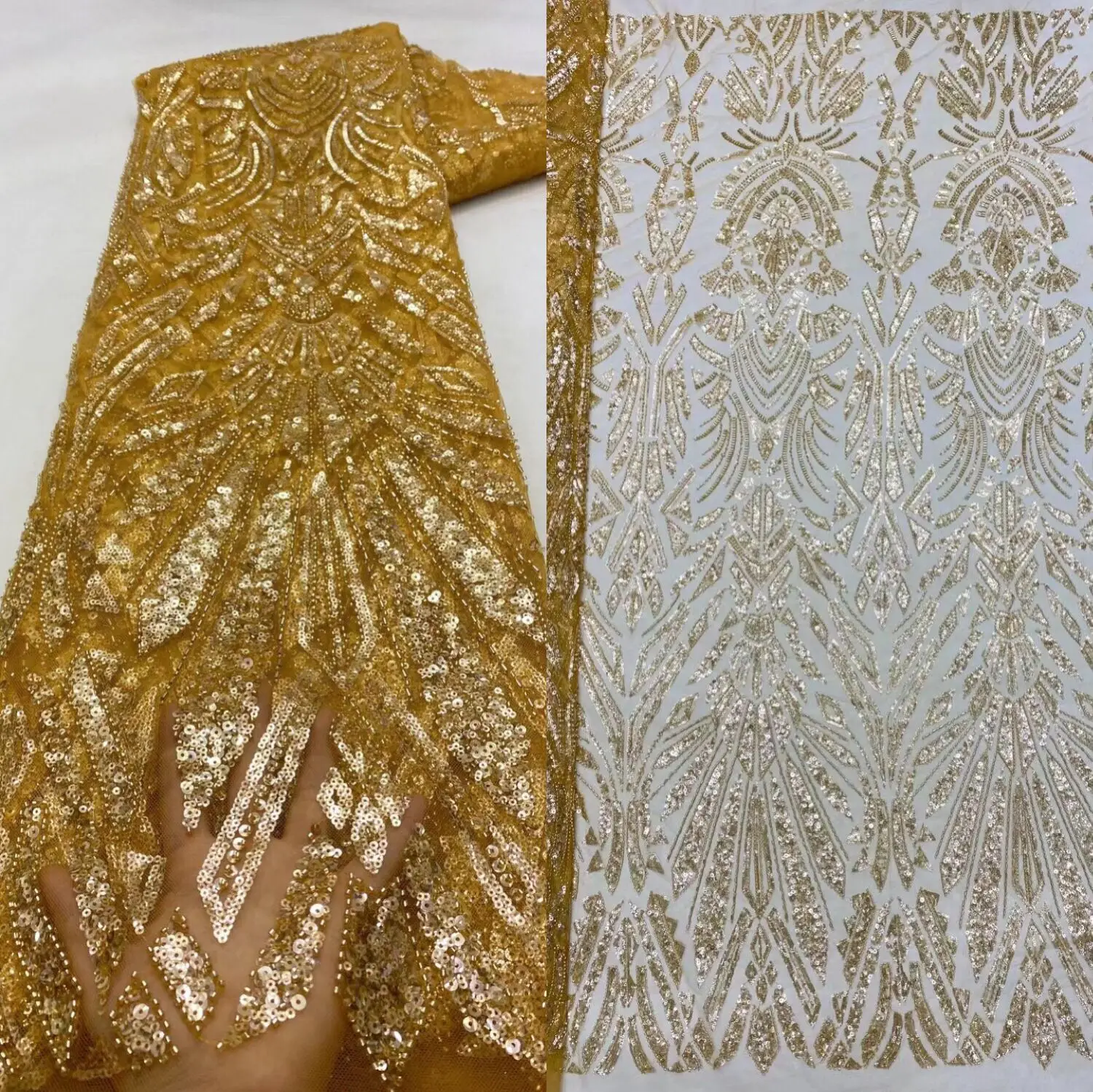 

Quality Sequin Lace Fabric Beaded Lace Fabric Nigeria S-12026812 Lace for Wedding Party African French Tulle Lace Fabric