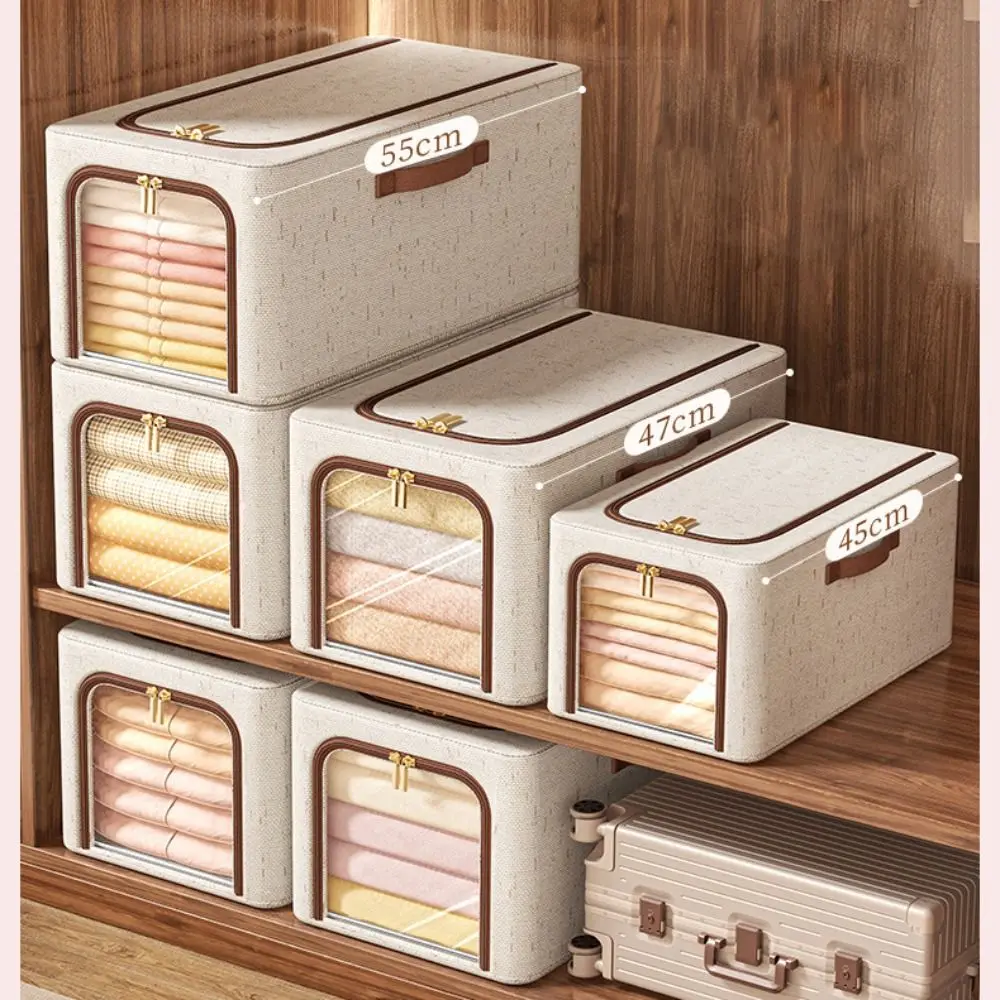 Visible Window Clothes Storage Bins with Durable Handle Foldable Wardrobe Sorting Storage Bucket Clothes Organizer 2