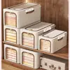 Visible Window Clothes Storage Bins with Durable Handle Foldable Wardrobe Sorting Storage Bucket Clothes Organizer 2