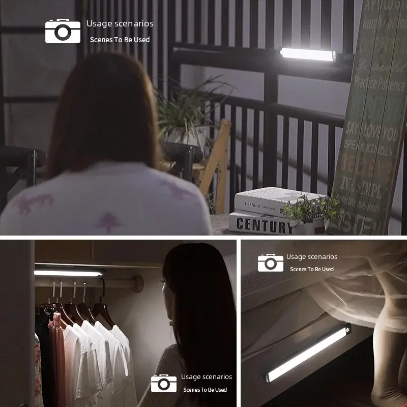 휴대용 LED 캐비닛 조명, 강력한 자석 흡수, 와이어링 없음, USB 충전 조명 제어, 바디 센싱, 에너지 절약 침실 램프