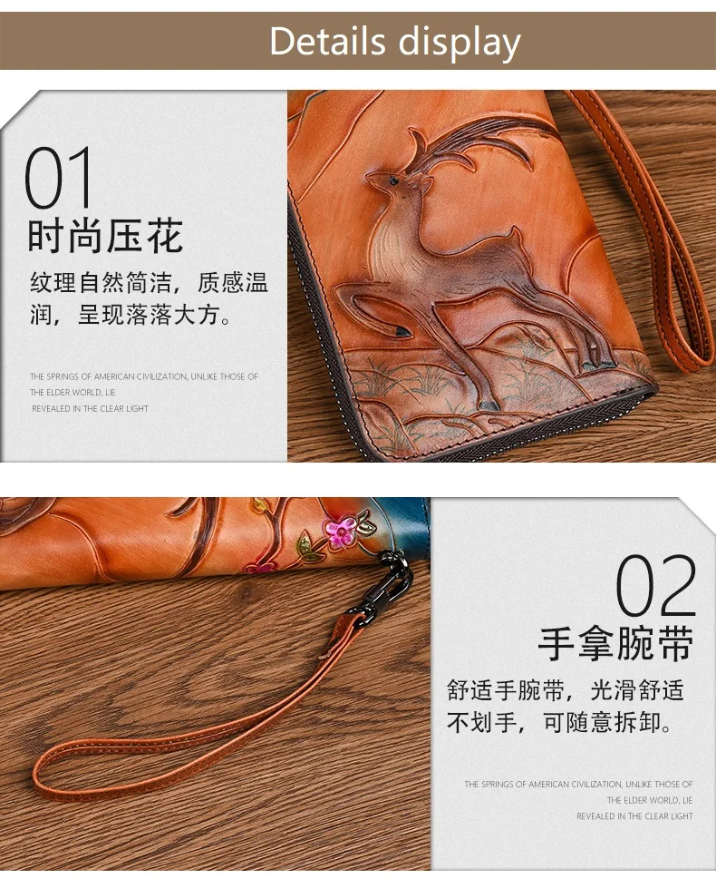 2026 echtes Leder Geldbörse Frauen Große Kapazität Damen Kuh Leder Brieftasche Vintage Kartenhalter Rindsleder Clutch Tasche – Detail 18