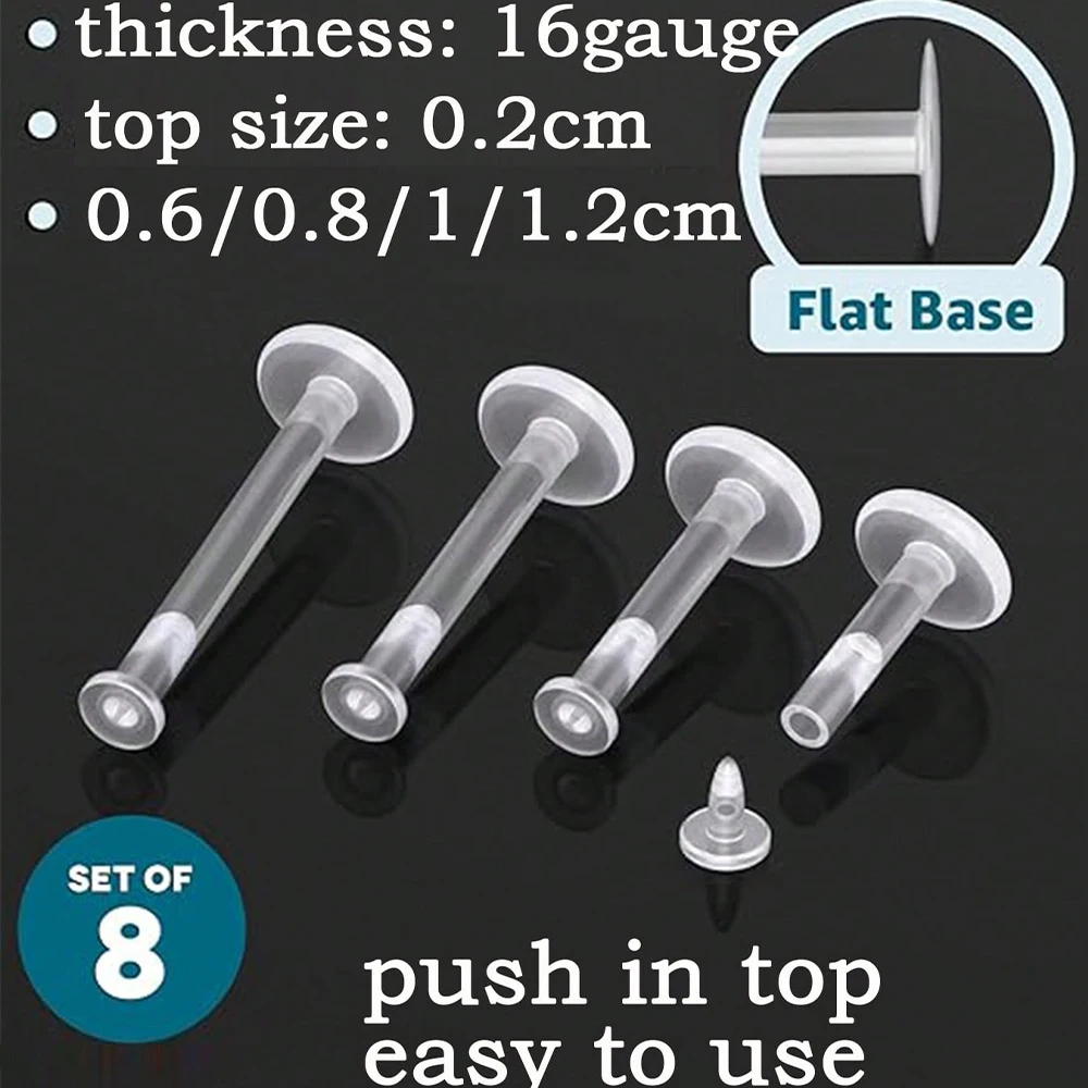 YQNONEZ Kunststoff 6 stk Clear Herz Piercing Retainers 6 stk Klein Ohrring Verschluss Ohrpiercings Stecker Hypoallergene Ohrringe Stud Set Ohrstecker Bars Kit Earrings Schmuck für Damen Herren