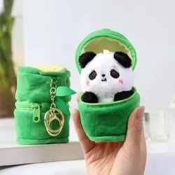 Cute Keychains Unique Design Plush Panda Doll Keychains With Bamboo Storage Bag Creative Plush Keyrings Kawaii Keychain For Bag