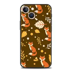 Autumn Leaves & Fox Pumpkin Halloween Luxury Phone Case - Black Cover - iPhone 12 Pro (A1)