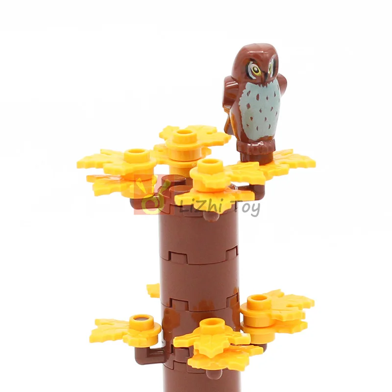 MOC 동물 그림 벽돌 빌딩 블록 애완 동물 동물원 개 펭귄 고양이 광대 물고기 새 곰 박쥐 다람쥐 올빼미 DIY 모델 장난감 소녀 어린이