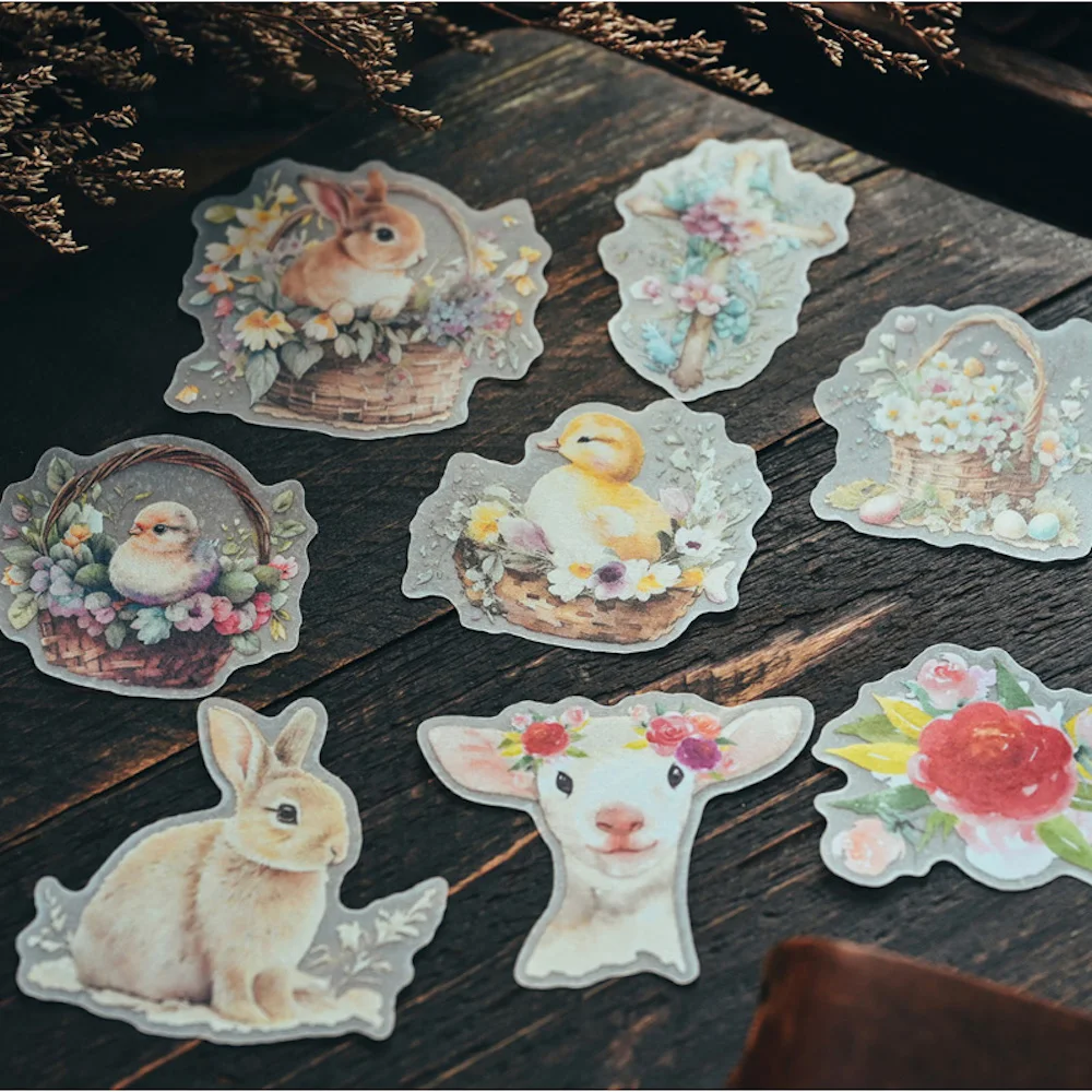 30pcs Spring Easter Vellum Paper Stickers for DIY Scrapbooking Album Junk Journal Paper Craft Decorations