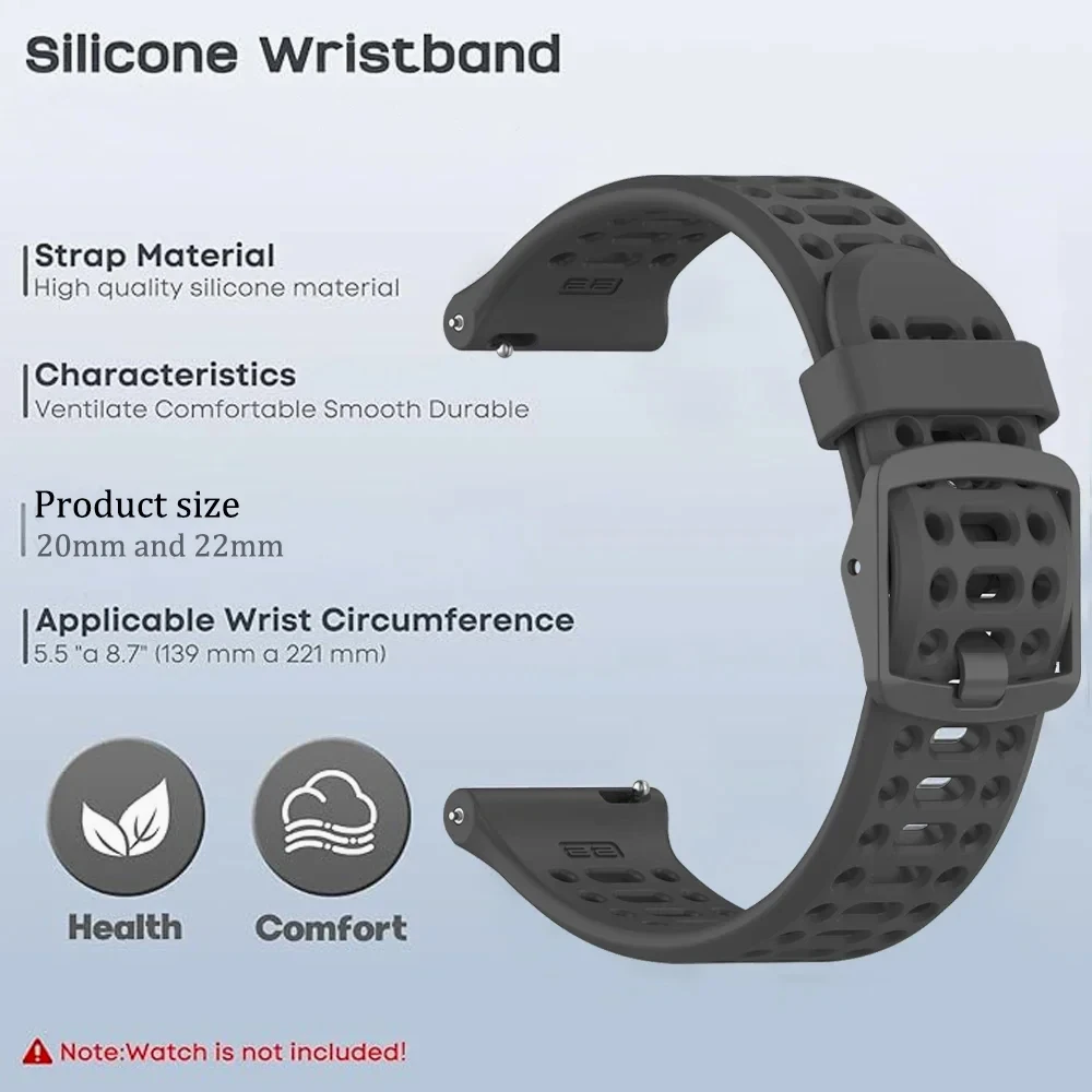 Premium 22mm Silicone Sport Watch Strap - Enhanced Comfort & Durability