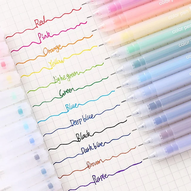 12 Color Kawaii Pen 12 Colored Gel pens Set 0.5 mm Ballpoint Pen for  Journal Cute Japanese Stationary School Supplies - AliExpress