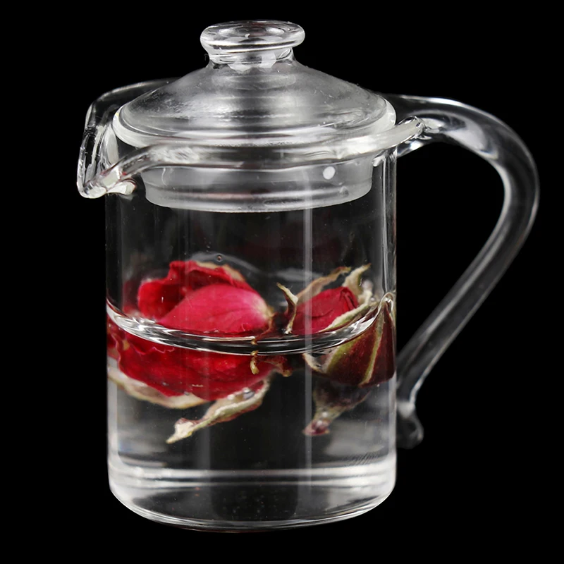 Doll House Glass Tea Cup Mini Tea Set Tea Set Teapot Cup Kettle 1: 12 Dollhouse Furniture Miniature Dining Ware Kitchen DIY Toy 6
