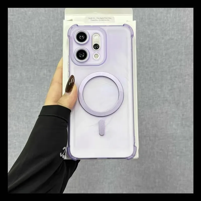 Magnetic Wireless Charging Shockproof Translucent Phone Case with Airbag Protection