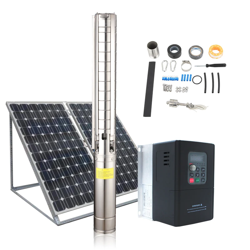 Pompe Solaire Submersible 3KW WBS Pump - Pour Puits Profond Jusqu'à 230m - 220V AC/DC