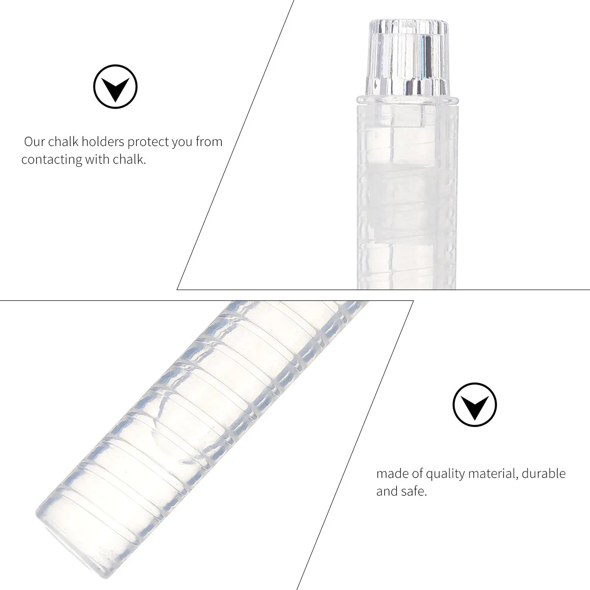 10Pcs 크리 에이 티브 분필 클립 투명 플라스틱 분필 홀더 학교 사무실 학습을위한 재사용 가능한 먼지없는 쓰기 도구