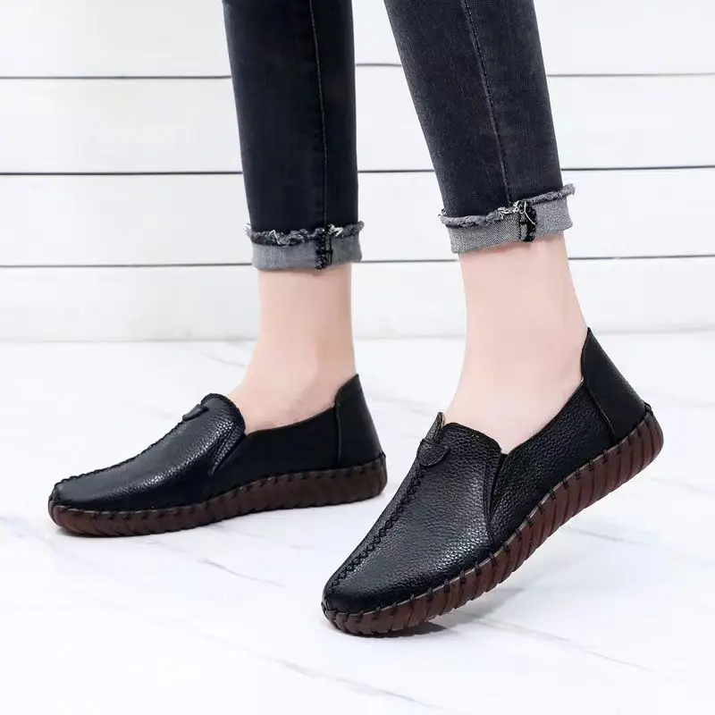 Genuine Leather Women's Ballet Flats Leisure Sneakers Women Luxury Brand Slip-on Loafers Female Soft Moccasins Zapatos De Mujer
