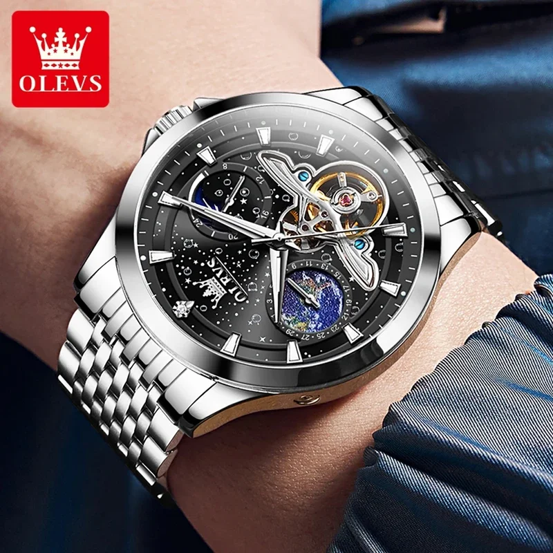 Olevs 6705 top business man Watch stainless steel automatic Business watch men high quality mechanical men's wrist wat 2