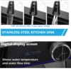 29.5 Inch Digital Display Embossed Nano Black Raindance Waterfall Sink with Pressurized Cup Washer and Waterfalls Smart Digital 3