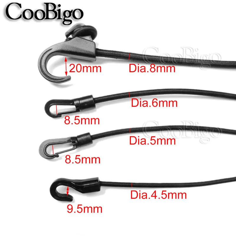 1PCS Pack 2M Heavy Duty Elastic Bungee Shock Cord Strap Stretch Plastic Hook Car Luggage Tent Kayak Boat Canoe Bikes Rope Tether